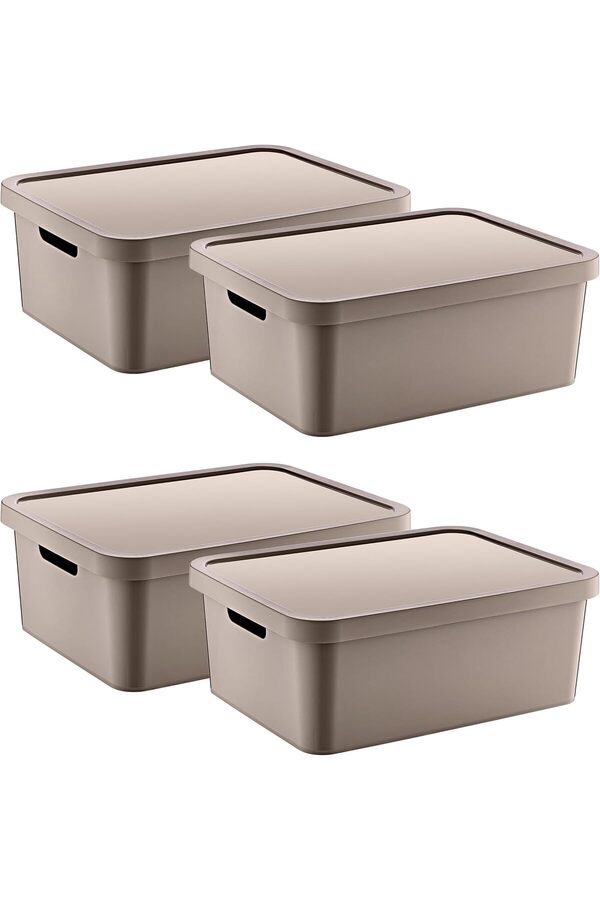 Shpsell 4 Lü Set Stafi̇ Çok Amaçlı Kapaklı Kutu Terra 12 Lt - Bej, Çok Amaçlı Kapaklı Kutu, Ev-O