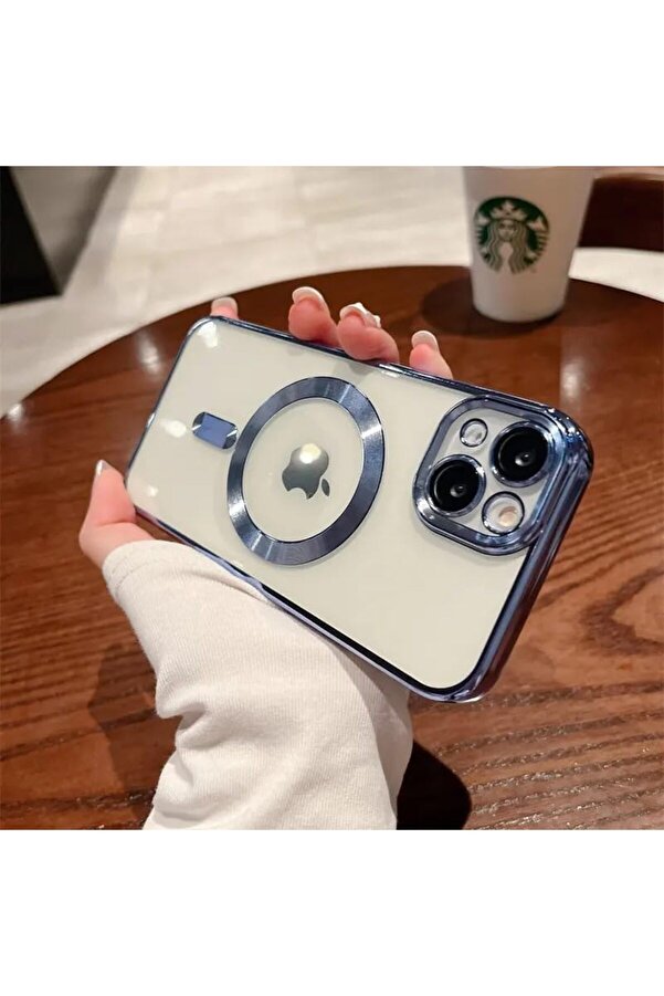 Eli̇zzashop Aksesuar İphone 14 (6.1) İnç Uyumlu Laser Si̇li̇kon Arka Kısmı Şeffaf Kablosuz Şarj Destek