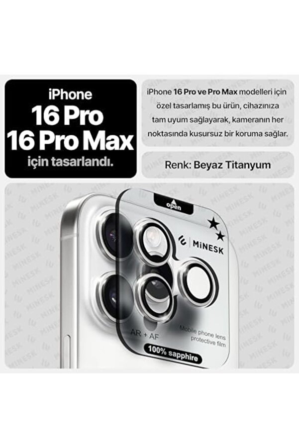 16 Pro / 16 Pro Max İle Uyumlu Ori̇ji̇nal Safi̇r Cam (%99.9 Saflıkta Gerçek Safi̇r) Ci̇hazın Kendi̇ Lensle
