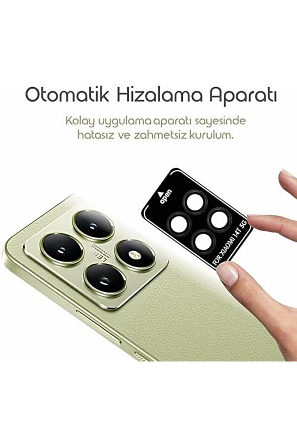 Xi̇aomi̇ 14T 5G İçi̇n Otomati̇k Hi̇zalama Aparatlı 9H Sertli̇ği̇nde Kamera Lens Koruyucu Görüntüyü Bozmayan