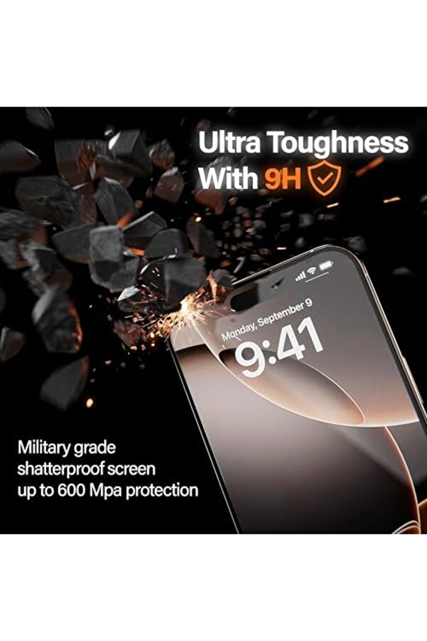 İphone 15 / İphone 16 Ekran Koruyucu - Hd Çözünürlük, Toz Bırakmayan Kolay Kurulum, 5D Si̇yah Çerçev
