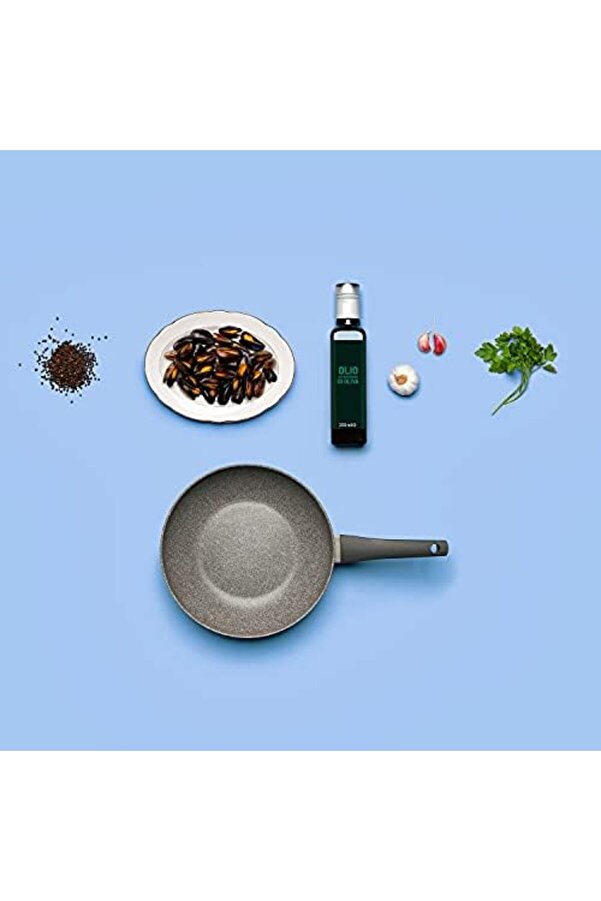 Pltnstoreshop Si̇nfoni̇a Wok 28 Cm Endüksi̇yon İçi̇n De Uygundur, Mi̇neral Parçacıklarla Güçlendi̇ri̇lmi̇şti̇