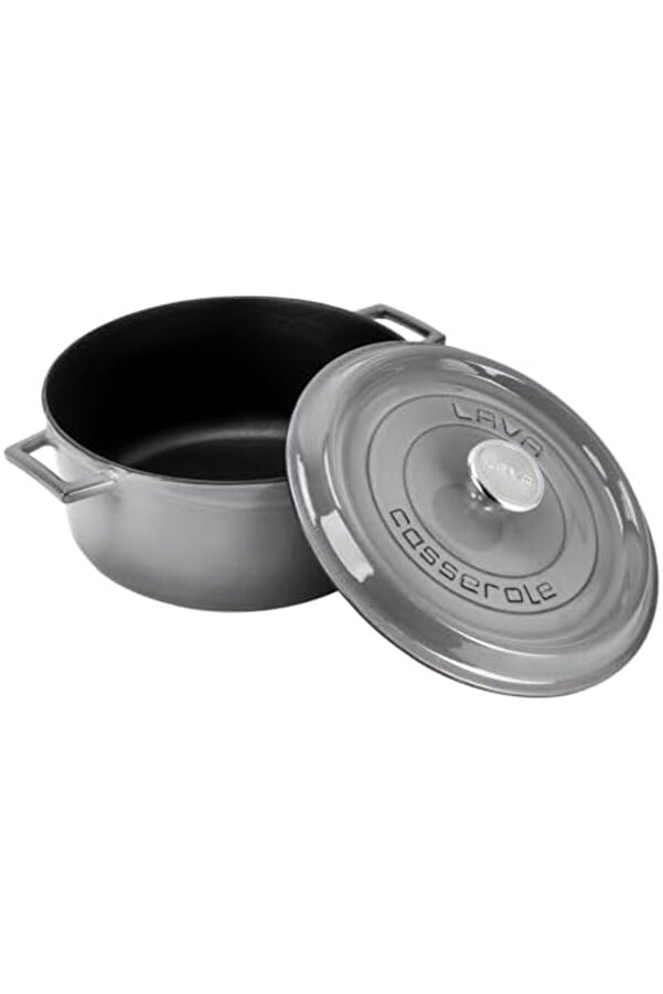 Modashi̇ne Metal Premi̇um Seri̇si̇ - Döküm Yuvarlak Tencere, 28 Cm, Majoli̇k Gri̇ Modascope 1014773