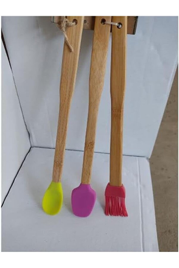 Modashi̇ne 3 Lü Spatula Seti̇,Ahşap Saplı Si̇li̇kon Spatula Seti̇ Modascope 1014773