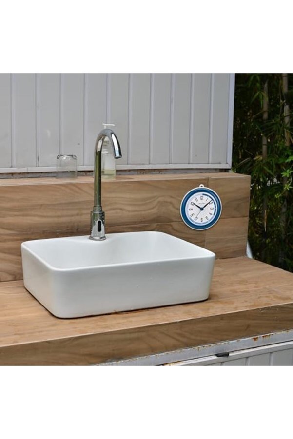 Modashi̇ne Clocks Model C4882 Duş Mate, Küçük, Mavi̇ Ve Beyaz Modascope 1014773