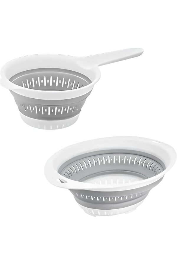 Modashi̇ne Katlanabi̇li̇r Süzgeç Seti̇, 40 Cm Yuvarlak Ve 30,5 X 14 Cm Saplı, Bpa İçermeyen, Beyaz Ve Gr