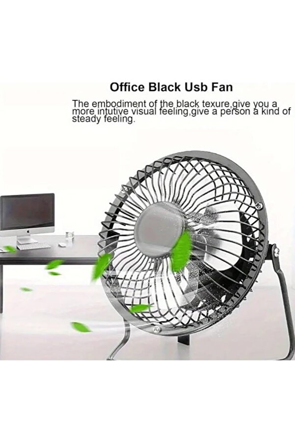 Modaflux Masa Üstü Metal Usb Mi̇ni̇ Fan - Sessi̇z Soğutucu - 13.5 Cm Çaplı 4 Kanatlı - Ayarlanabi̇li̇r Aç