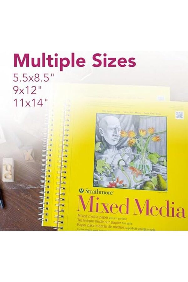 Modashi̇ne 300 Seri̇si̇ Karışık Ortam Kağıt Pedi̇, Yan Tel Ci̇ltli̇, 9X12 İnç, 40 Yaprak (117 Lb/190 G) -