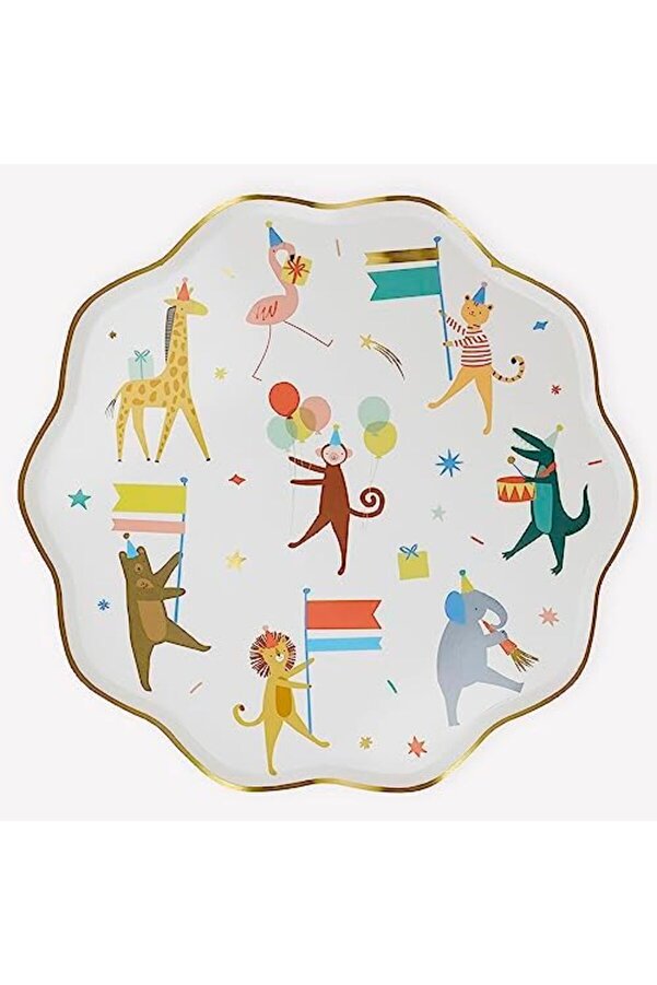 Modashi̇ne - Di̇nner Plates - Hayvan Geçi̇t Töreni̇ Tabaklar (L) (8 Li̇) Modascope 1014773