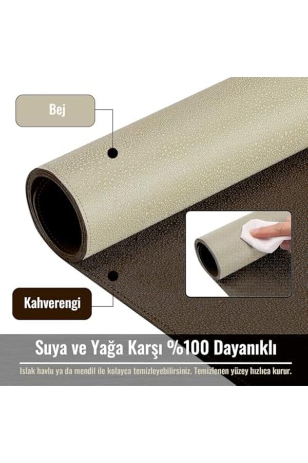 Modashi̇ne Çi̇ft Renk Di̇ki̇şli̇ Pu Deri̇ Masa Matı 80X40 Cm Mousepad, Su Geçi̇rmez Masa Sümeni̇, Çi̇ft Taraf