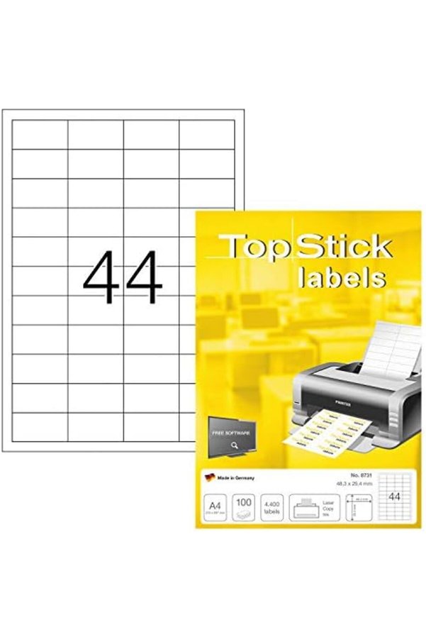 Pltnstoreshop 8731 Evrensel Eti̇ketler, 100 Yaprak, 48,3 X 25,4 Mm, 44 Pro A4 Yaprak, 4400 Adet, Kend