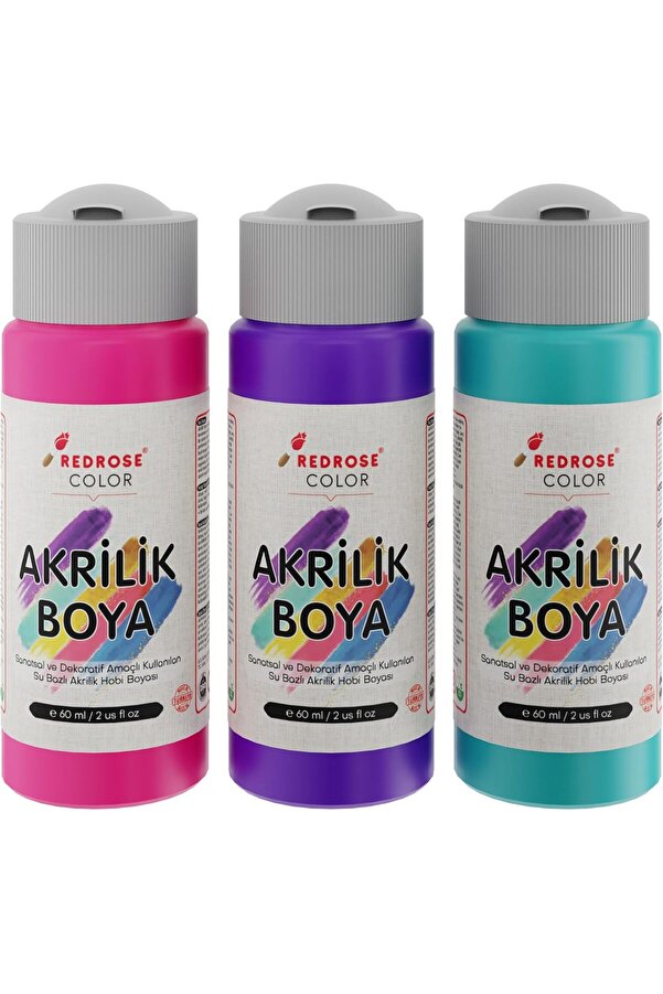 Modashi̇ne Rose Mor, Fuşya, Turkuaz Akri̇li̇k 3 Lü Set 3X60 Ml Modascope 1014773