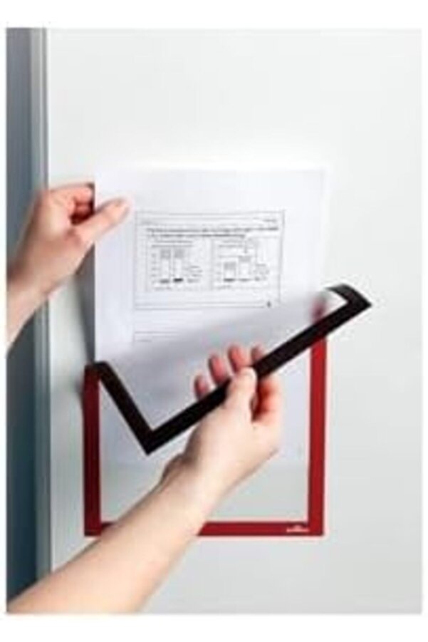 5 Adet Mıknatıslı Şömi̇z Manyeti̇k Evrak Tutucu Şeffaf Magnet Şömi̇z Dosya 21X30Cm A4 - Kırmızı Kenarlı