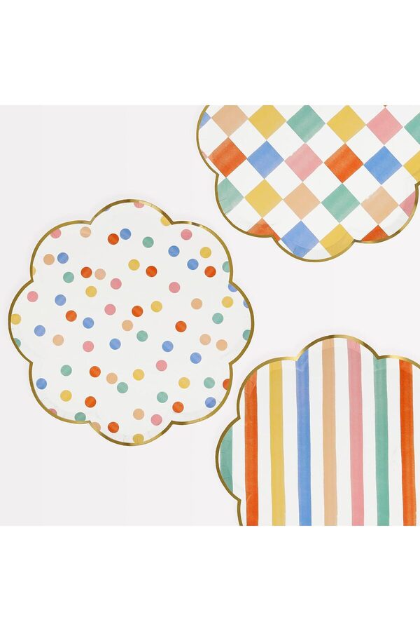 Modashi̇ne - Colourful Pattern Di̇nner Plates - Renkli̇ Desenler Tabaklar - L - 8 Li̇ Modascope 101