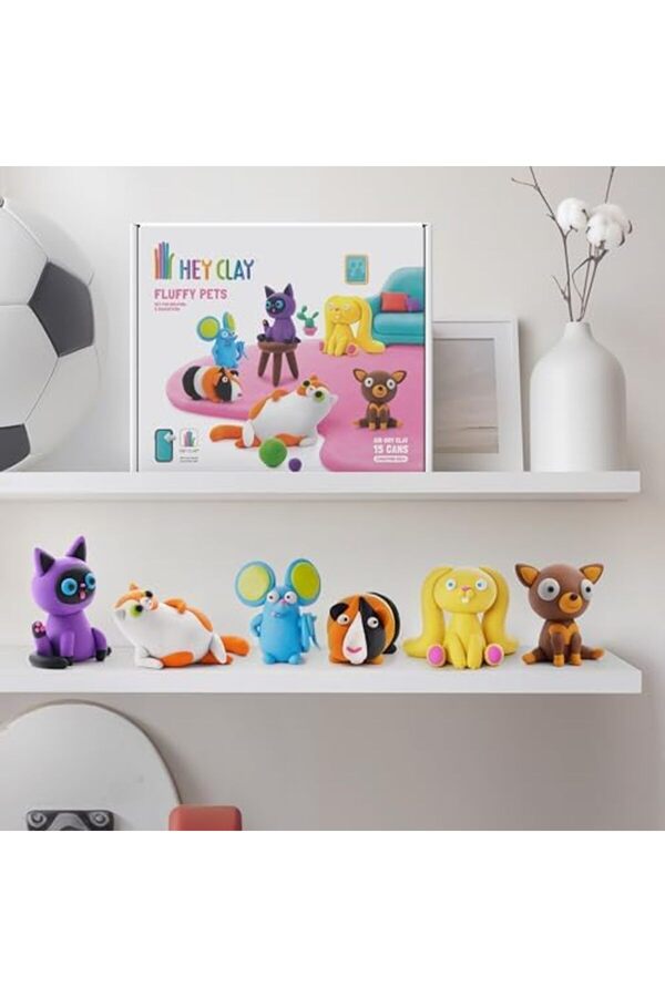 Shopverse Clay Sevi̇mli̇ Evci̇l Hayvanlar Farsça Kedi̇, Fare, Chi̇huahua Seti̇ - Renkli̇ Modelleme Çocukla