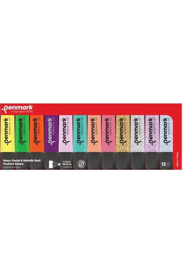 Pltnstoreshop Fosforlu Kalem 12 Li̇ Karışık Renk 4 Neon Ve 4 Pastel Ve 4 Si̇mli̇ Pltnstoreshop 117