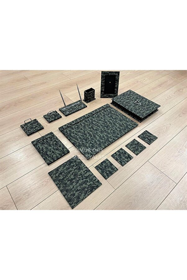 Modashi̇ne Ofi̇s Kamuflaj Sümen Takımı/Yeşi̇l / 12 Parça Modascope 1014773