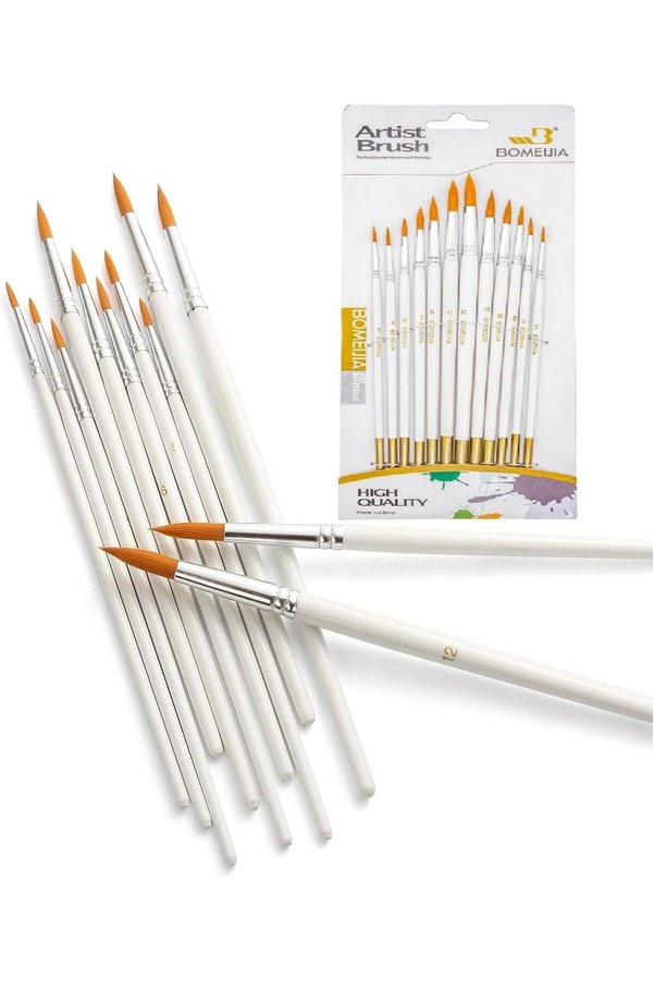Modashi̇ne Resi̇m Fırçası 12 Parça Sanat Akri̇li̇k Yağlıboya Fırça Seti̇ Modascope 1014773