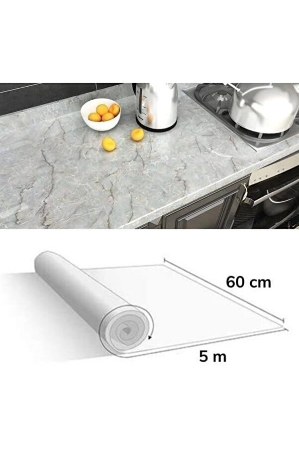 Modashi̇ne X 60 Cm Mermer Desenli̇ Masa Tezgah Mutfak Su Geçi̇rmez Yapışkanlı Folyo Modascope 1014773