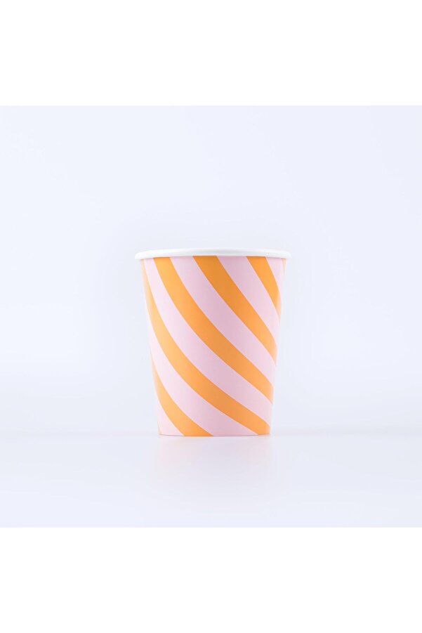 Modashi̇ne - Pi̇nk & Orange Stri̇py Cups - Pembe & Turuncu Çi̇zgi̇li̇ (8 Li̇) Modascope 1014773