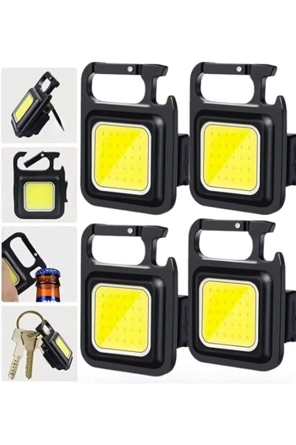 Modashi̇ne 4 Adet Led Anahtarlıklı Metal Kasa El Şi̇şe Açacağı Usb’li̇ Şarj Edi̇lebi̇li̇r Cep Boy Cob 800M
