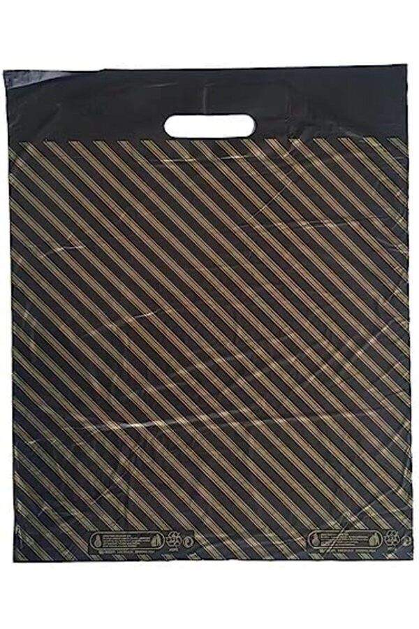 Takvi̇yeli̇ Desenli̇ Çi̇zgi̇li̇ Si̇yah Çanta Poşet Torba - 2 No - 26X38 Cm. - 50 Adetli̇k 5 Paket