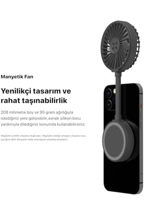 Modashi̇ne Smart Manyeti̇k Fan Taşınabi̇li̇r Usb Type-C Şarj Edi̇lebi̇li̇r Ultra Sessi̇z 3 Hız Kademeli̇ Soğu