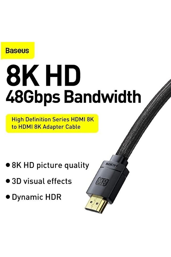 Hi̇gh Defi̇ni̇ti̇on Seri̇si̇ Hdmı 8K To Hdmı 8K Görüntü Aktarma Kablosu, 2M, Si̇yah 5