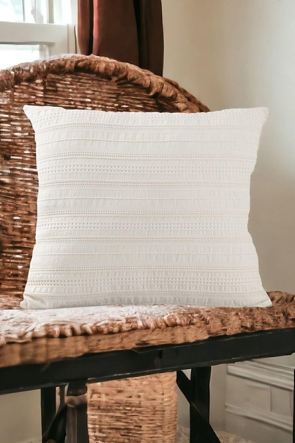 Dokuma Tasarım%100 Pamuklu 45X45Cm Kırlent Kılıfı Krem Bej 1014773