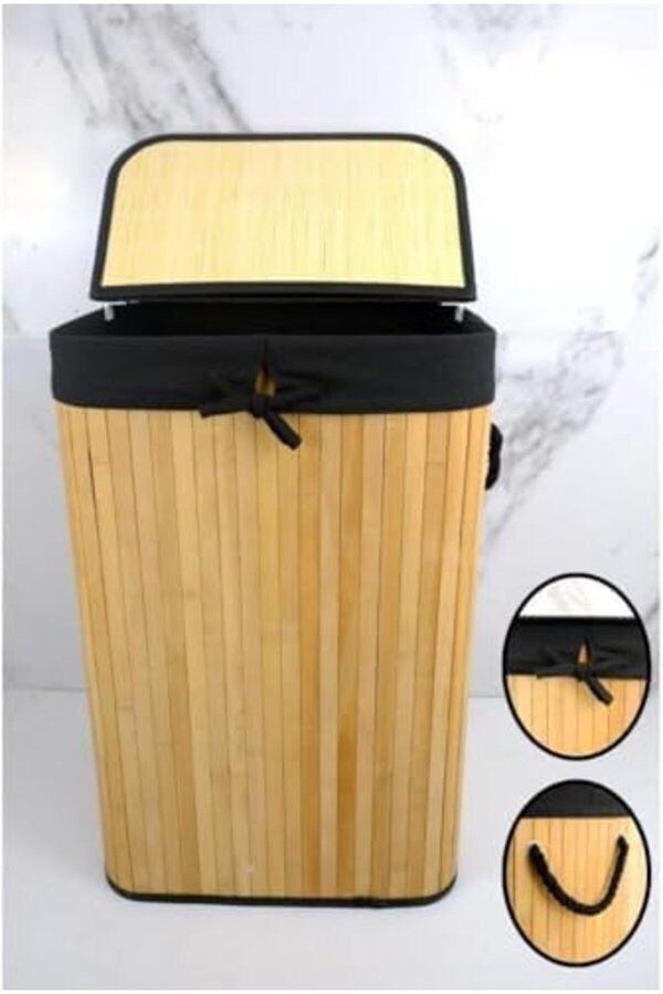El Yapımı Hasır Katlanır Çamaşır Sepeti̇ Di̇kdörtgen 72 Li̇tre (40Cm*30Cm*61Cm), Malzemeden Üreti̇lmi̇ş Ç