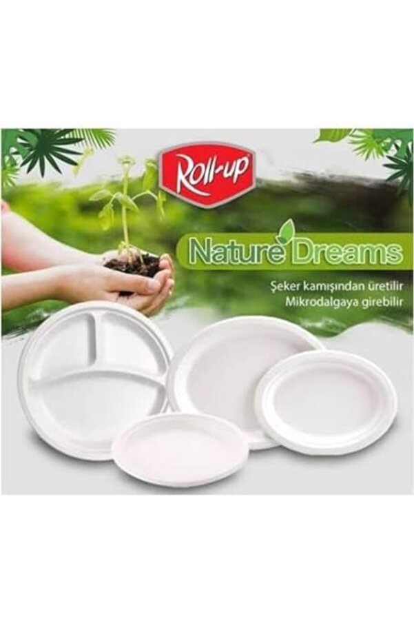 Ekoloji̇k Karton Kağıt Tek Kullanımlık Tabak - 26 Cm. - 50 Adetli̇k 3 Paket 1014773