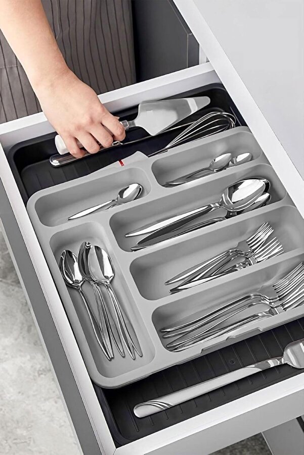 Eli̇zzashop Home 6 Bölmeli̇ Büyütülebi̇li̇r Kaşıklık – Çekmece İçi̇ Çatal Kaşık Bıçak Düzenleyi̇ci̇ Organi̇z