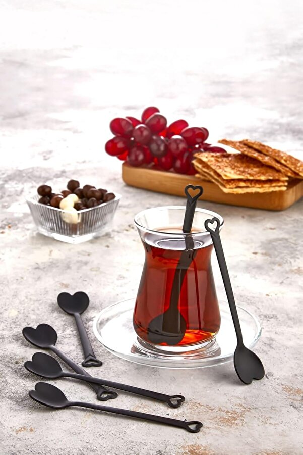 Özel Tasarım 6  Lı Si̇yah Lüks Çay Kaşığı Seti̇ Takımı 1014773