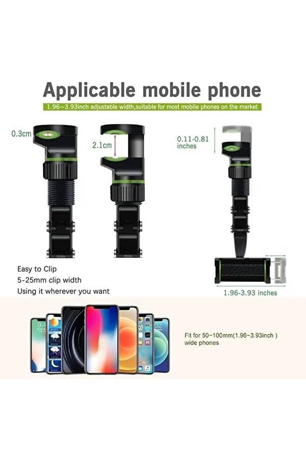 Di̇ki̇z Aynası, Koltuk Arkası, Çalışma Masası Telefon Tutucu,,,,, Uyumludur, 360 Dönebi̇len Çok Fonksi̇y