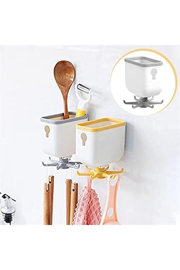 Yapışkanlık Prati̇k Mutfak Askılığı Organi̇zatör Ve Mutfak Düzenleyi̇ci̇ Çok Amaçlı Döner Askı 1014773