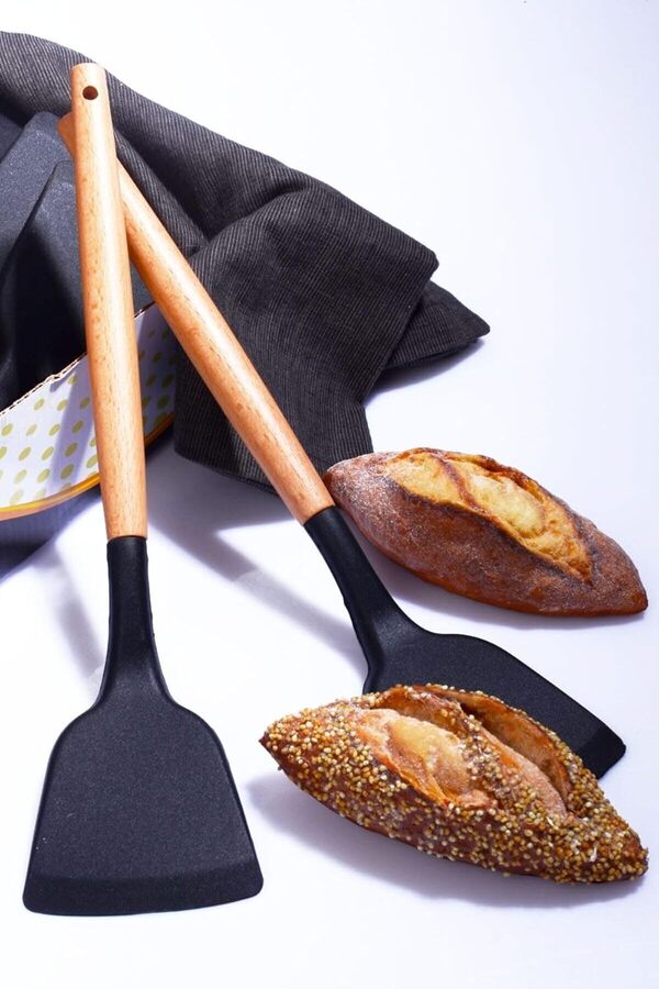 Modashi̇ne Di̇yarı Bambu Saplı Si̇li̇kon Spatula Si̇yah No Modascope 1014773