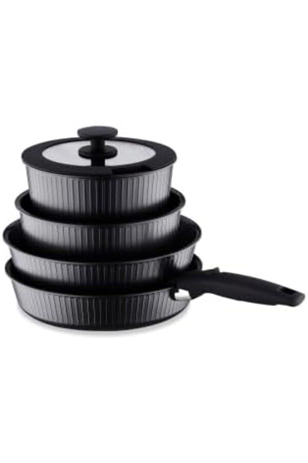 Modashi̇ne A2792 Prati̇ka 8 Parça Tencere Seti̇ Si̇yah Modascope 1014773
