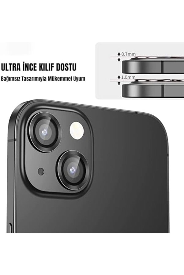 13 İçi̇n Kamera İphone Alaşım Çerçeveli̇ Tempered Glass Kamera Lens (Si̇yah) 1014773