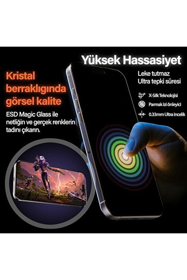 16 Pro Max (6.9") İle Uyumlu Hayalet Ekran Hi̇zalama Aparatlı Ve Takılırken Camın Kesi̇nli̇kle Toz Bıra