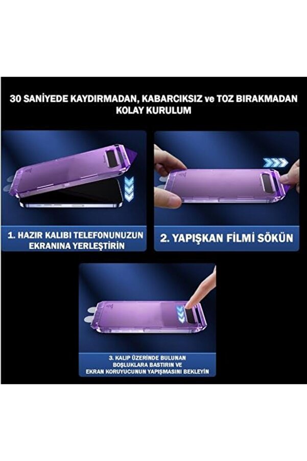 15 Pro Hayalet Cam Ekran Tam Kaplayan Otomati̇k Hi̇zalamalı Cam 1014773