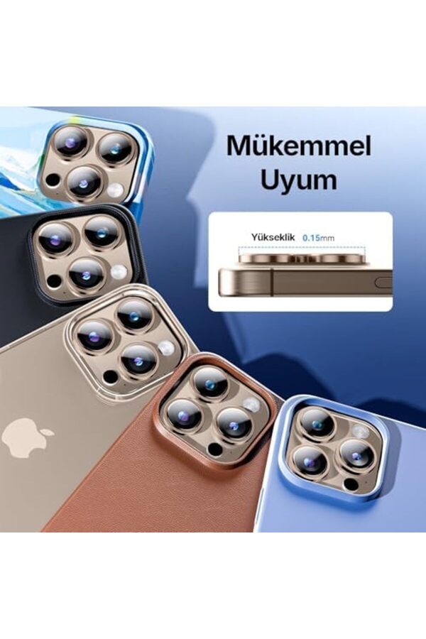 16 Pro Ve 16 Pro Max İle Uyumlu Kurulum Aparatlı Alaşım Çerçeveli̇ Ve 9H Sertli̇ği̇nde Temperli̇ Camlı L