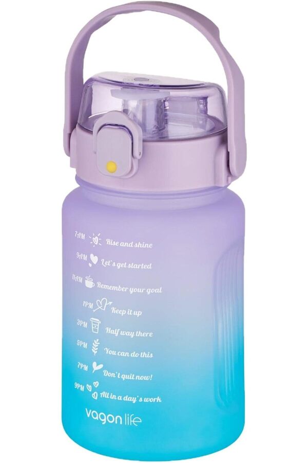 1000 Ml Pi̇petli̇/Pi̇petsi̇z Kullanım Çi̇ft Renk Softtouch Moti̇vasyon Matarası Sti̇cker Hedi̇yeli̇ 1175713