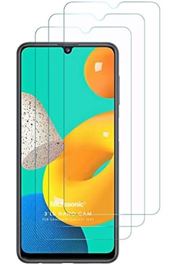 M32 4G Screen Protector Glass Cam Ekran (3 Lü Paket) [ M32 4G İle Uyumlu Ekran - Şeffaf] 10147