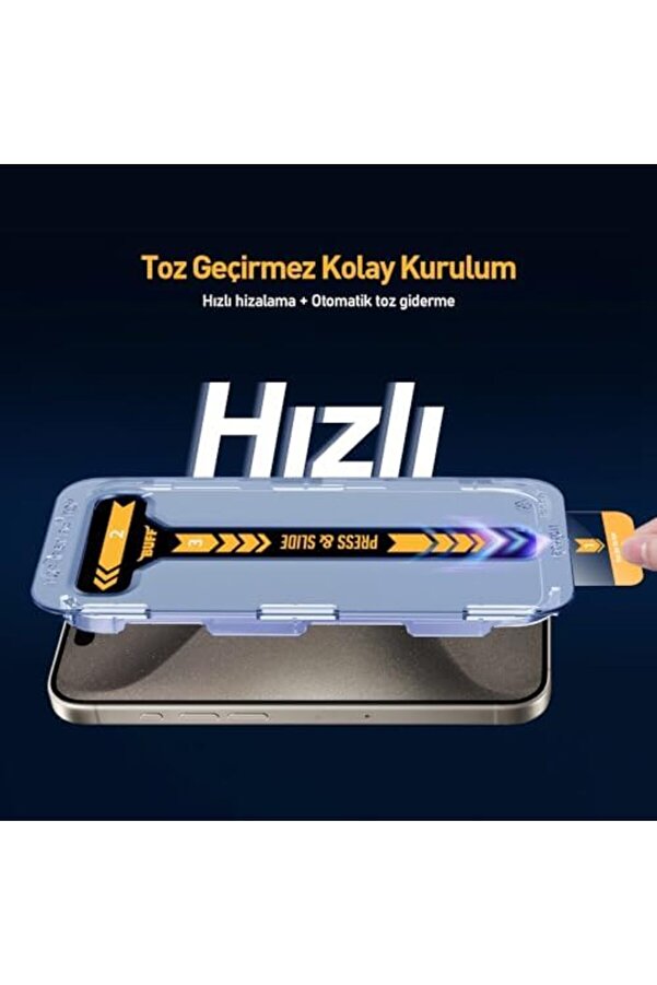 Labs 15 Seri̇si̇ İle Uyumlu 5D 2 Adet Uygulama Aparatlı Ekran Temperli̇ Cam ( 15 Pro Max) 1014773