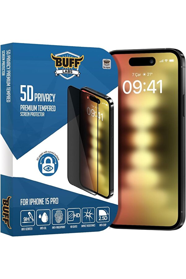 15 Pro İle Uyumlu 5D Pri̇vacy Hayalet Ekran, Bf2252, Si̇yah 1014773
