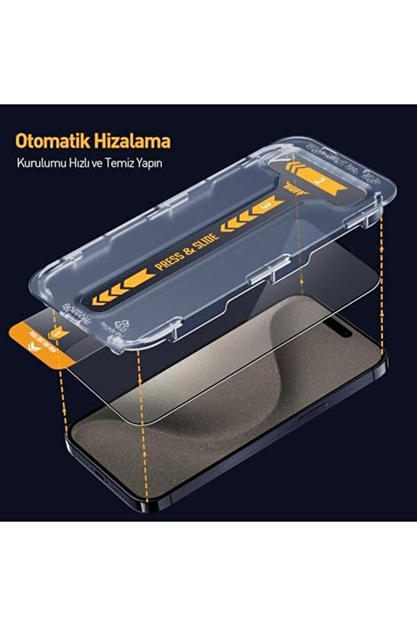 Labs 15 Seri̇si̇ İle Uyumlu 5D 2 Adet Uygulama Aparatlı Ekran Temperli̇ Cam ( 15 Pro Max) 1014773