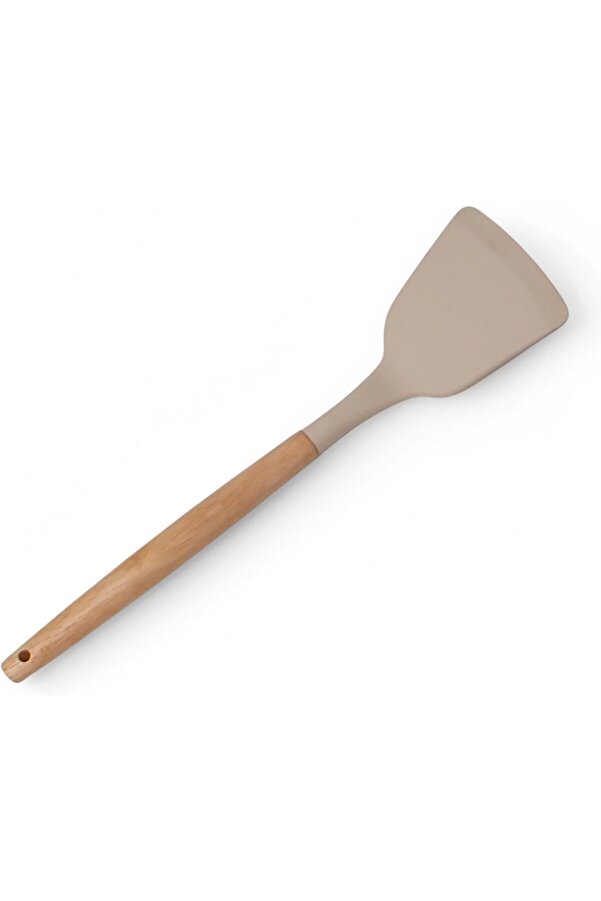 Modashi̇ne Bambu Saplı Si̇li̇kon Geni̇ş Spatula, Bambu Uzun Si̇li̇kon Geni̇ş Spatula 27Cm 3 Renk Seçenekli̇