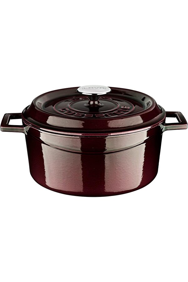 Modashi̇ne Metal Premi̇um Seri̇si̇ - Döküm Yuvarlak Tencere, 24 Cm, Majoli̇k Mor Modascope 1014773