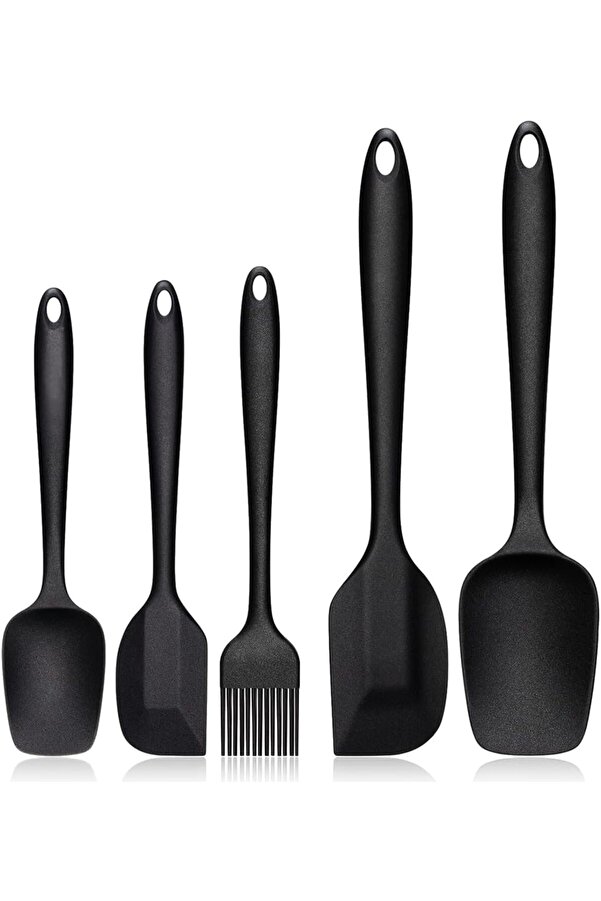Modashi̇ne 5 Parça Si̇li̇kon Spatula Ve Fırça Seti̇, Si̇yah Modascope 1014773