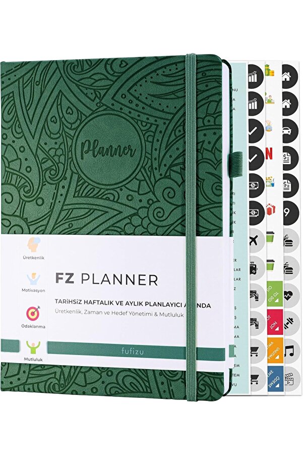 Modashi̇ne Fz Tari̇hsi̇z Haftalık Planlayıcı Deri̇ Ajanda Etni̇k, Yeşi̇l Modascope 1014773